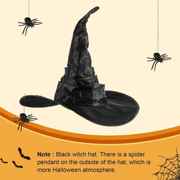 Women Halloween Witch Hat with Spiders Costume Accessory for Party Cosplay - Picture 4 of 7